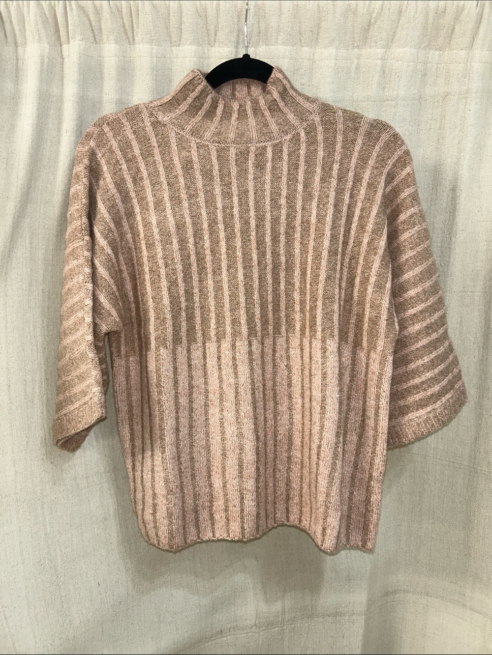 Very J Ribbed Mock Neck Sweater in Blush